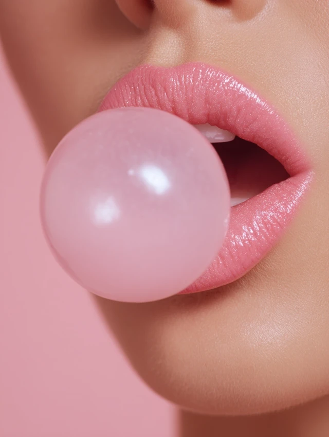 Pink Bubblegum Close Up Playful Fashion Look