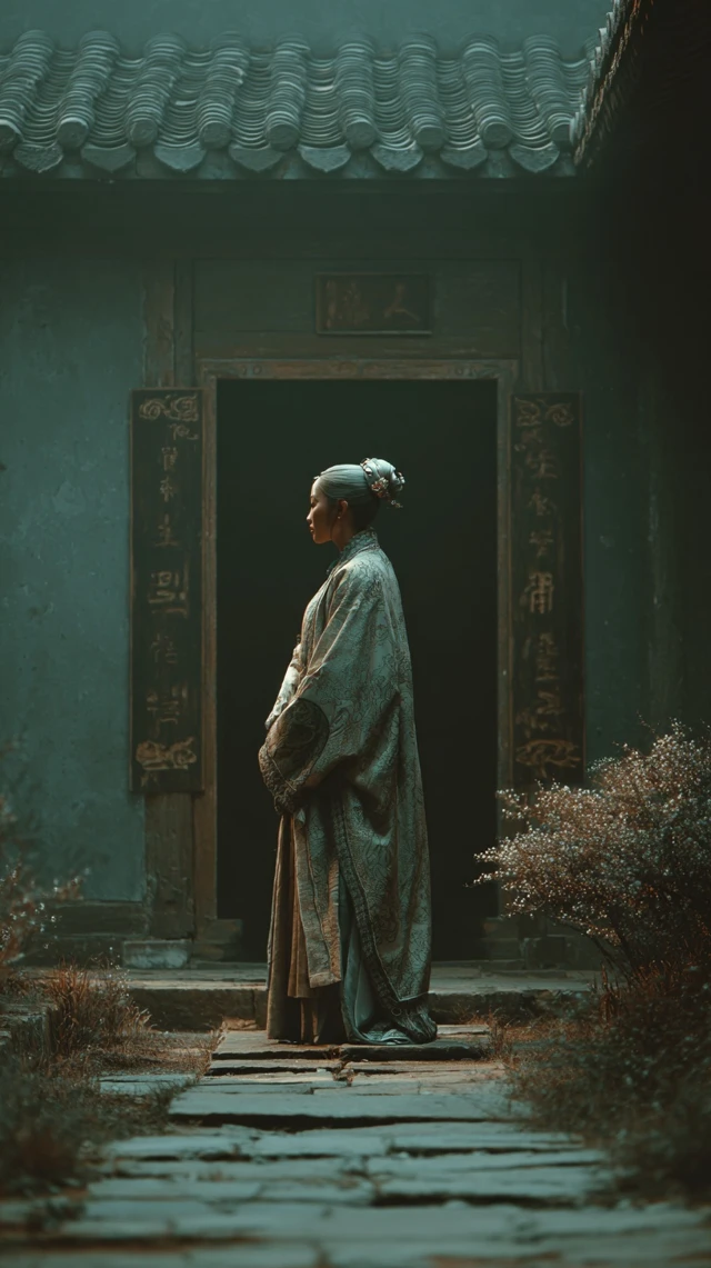 Ancient China Woman in Courtyard Surreal 8K