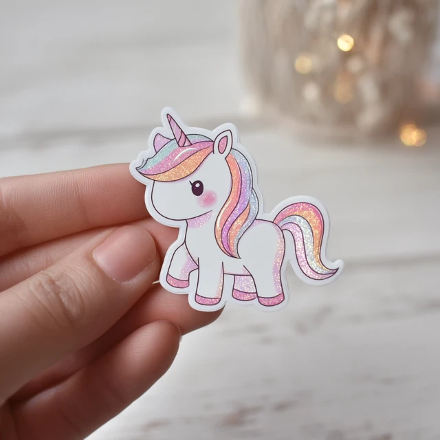 Cute Holographic Unicorn Sticker Kawaii Glitter
