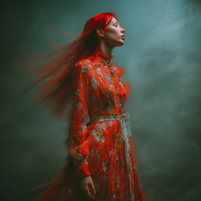 Abstract Dancing Woman with Red Hair - Surreal Art