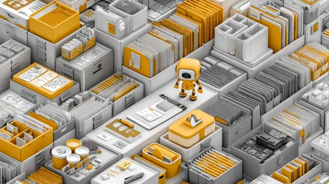 Robot Assistant Organizes Office Workspace 3D