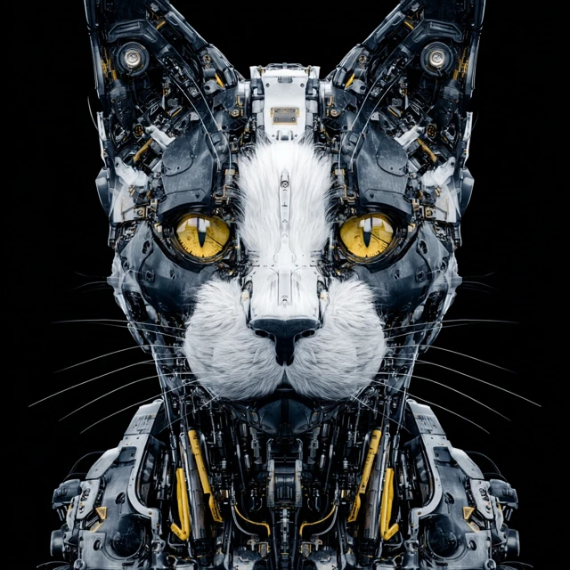 Futuristic Robot Cat Face