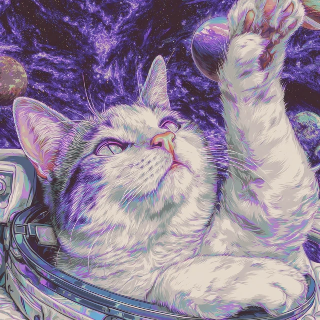 Astronaut Cat in Space Pop Art Illustration