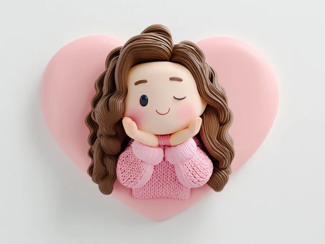Happy Woman in Heart Shape Smiling