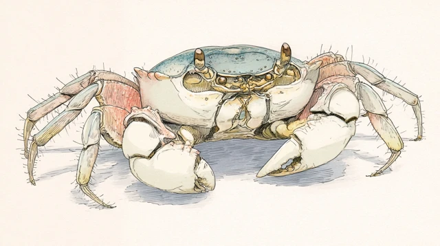 Cute Hairy Crab in Hayao Miyazaki Style Illustration
