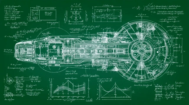 Spaceship Blueprint Futuristic Schematic Science Fiction