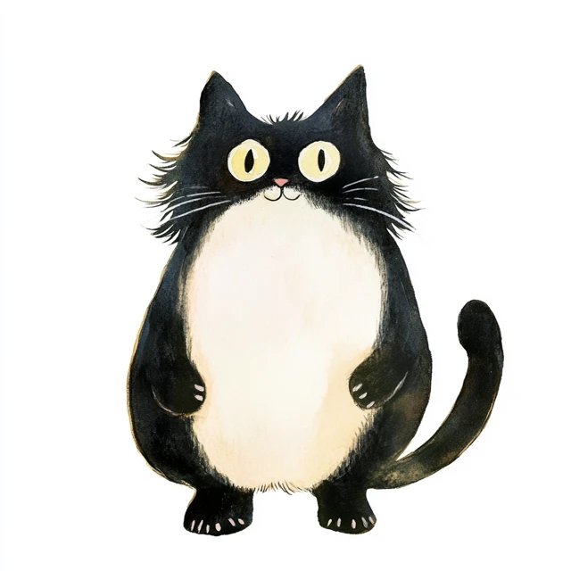 Cute Watercolor Cat Illustration For Kids