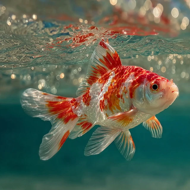 Goldfish Swimming Underwater Beautiful Aquatic Life