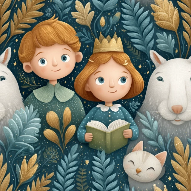 New Year Illustration for Children Book Hedgehogs Flowers