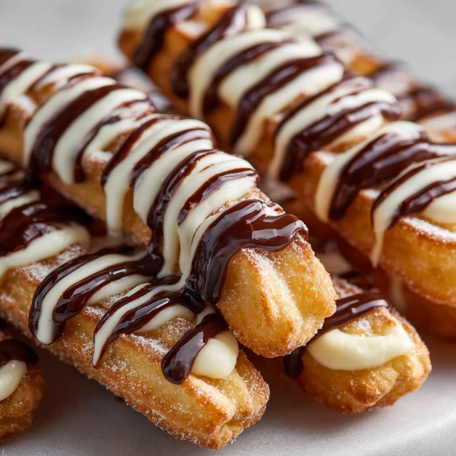 Churros with White Chocolate Drizzle Dessert Food