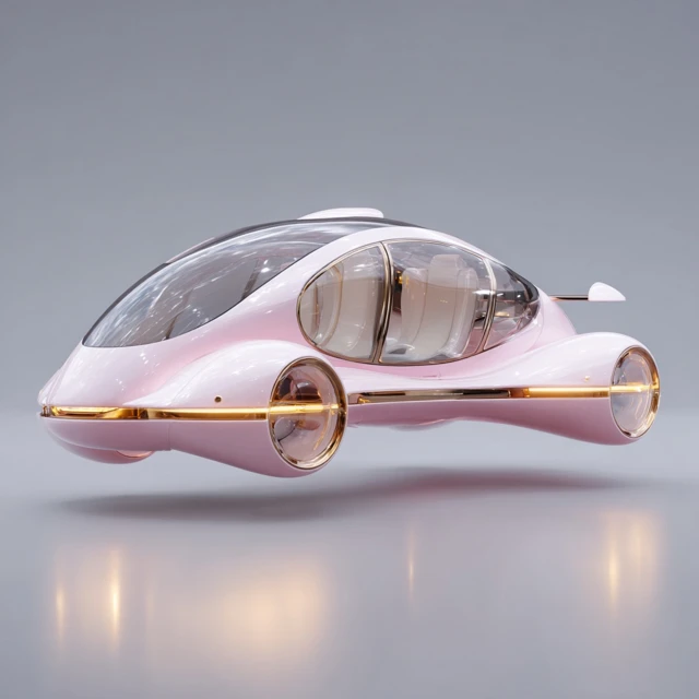 Futuristic Floating Car Pink Design 3021