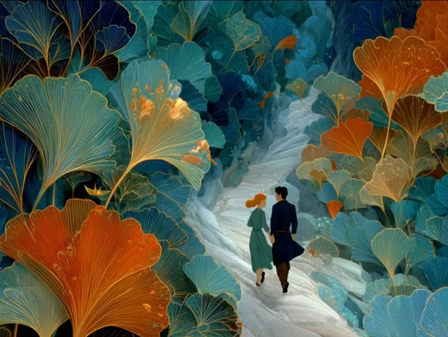 Dancing Duo in Dreamy Cave of Color