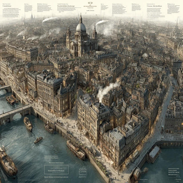 19th Century London Aerial Map