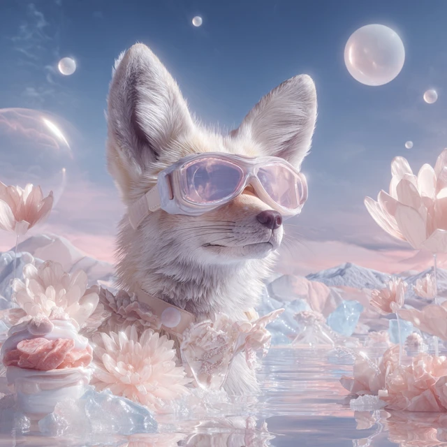 Quirky Fox Dreamscape Futuristic Goggles Pastel Colors