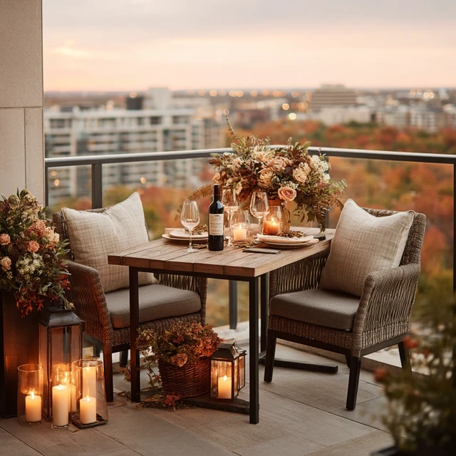 Romantic Balcony Dinner with City View