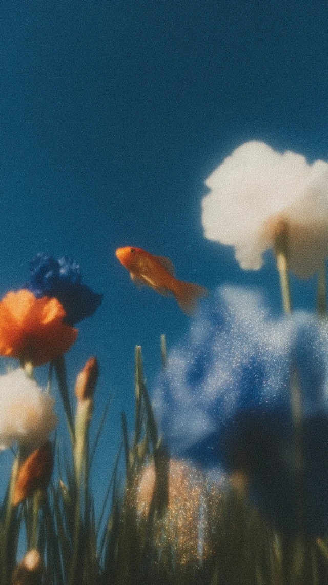 Goldfish and Flowers Serene Dreamlike Photography