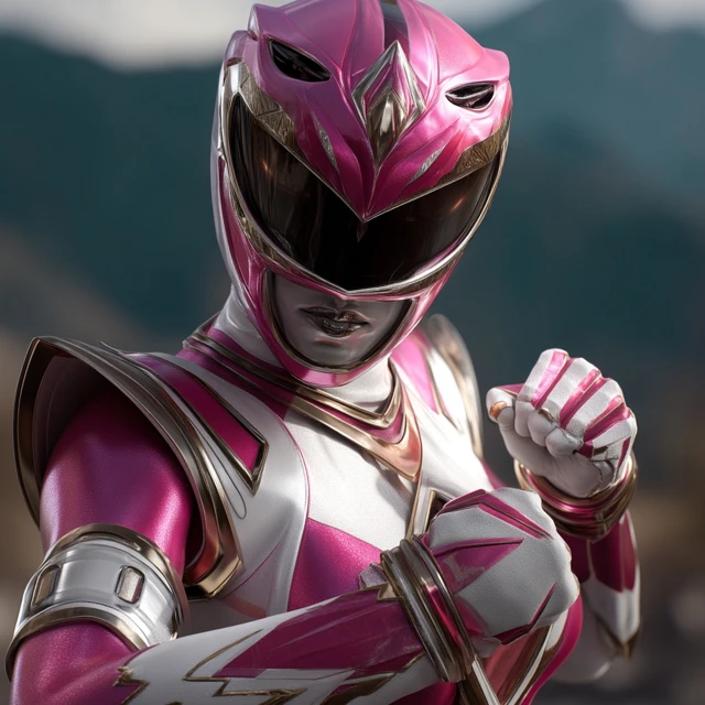 Pink Power Ranger Hyper Realistic Image