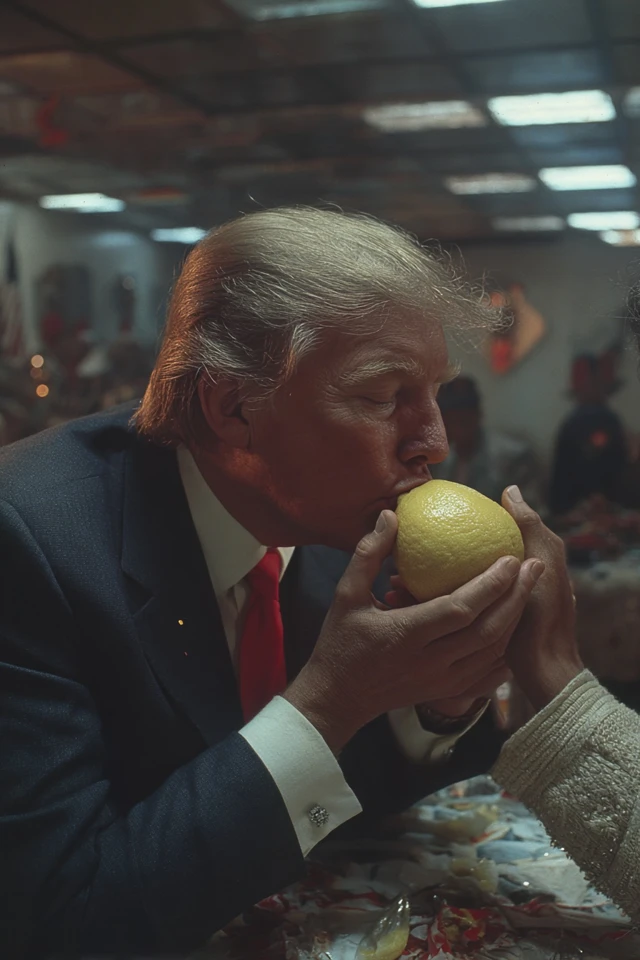 World Leader Kisses Lemon Surreal Political Art