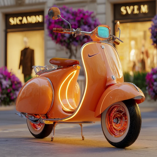 Retro Futuristic Vespa Scooter Design in Milan