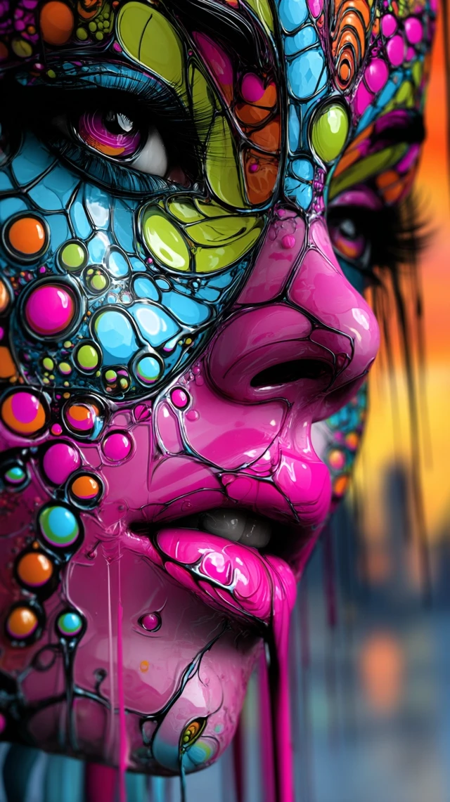 Psychedelic Alien Goddess Surreal Portrait Art
