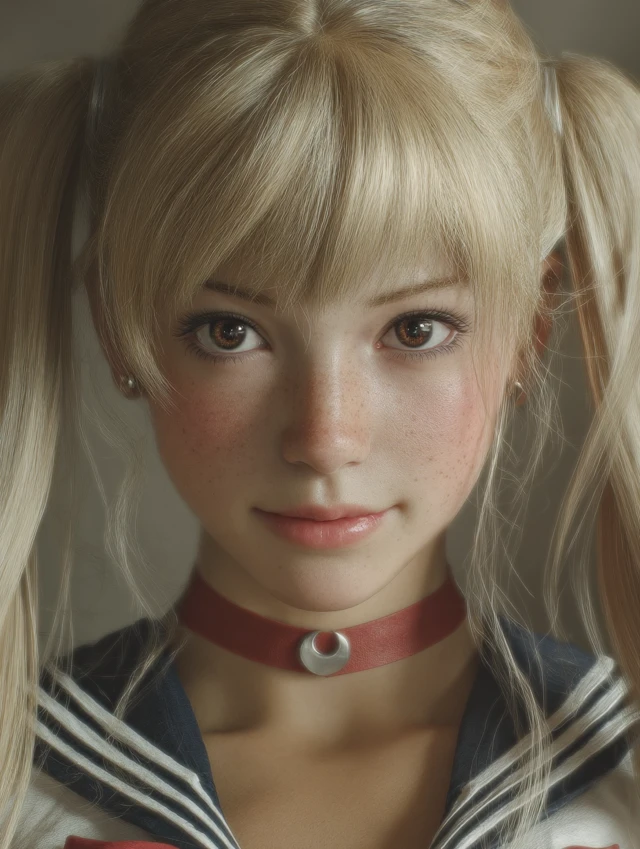 Kawaii Anime Girl in Sailor Moon Uniform Portrait