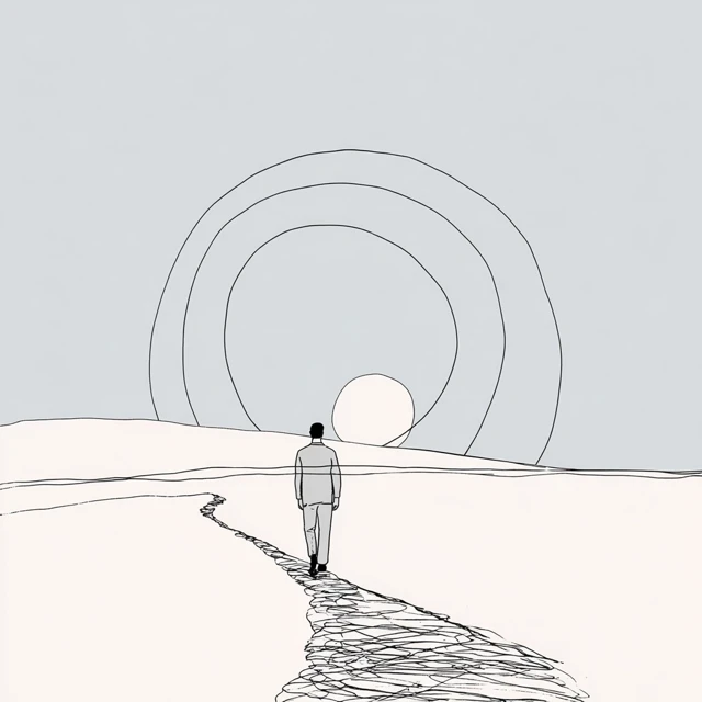 Finding Your Path Illustration Sunset Target