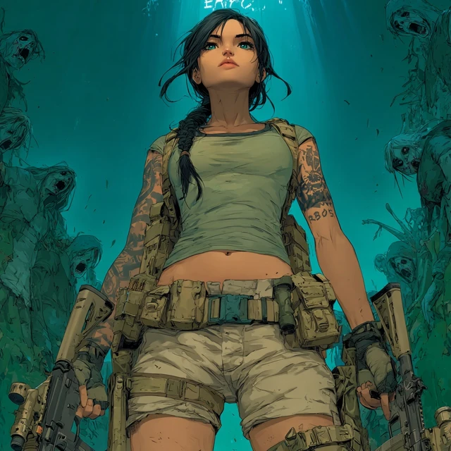Zombie Apocalypse Survivor Dramatic Comic Art