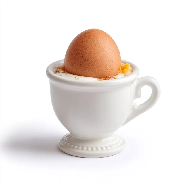 Boiled Egg in White Cup Breakfast Food Stock Photo
