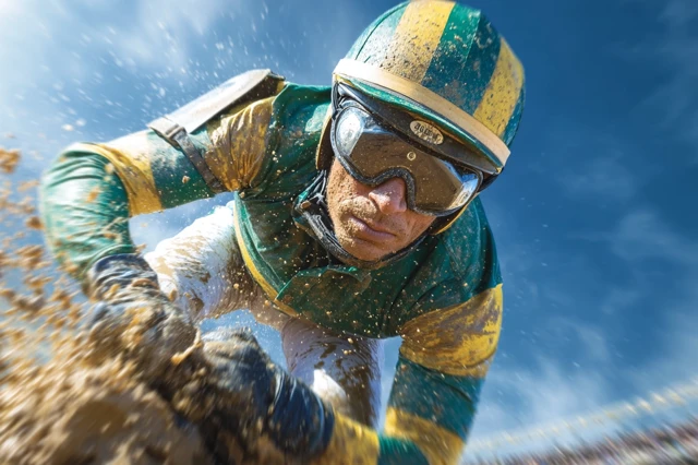 Horse Racing Action Jockey MidStride