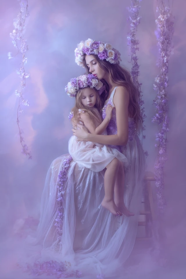 Mother and Daughter Dreamy Portrait