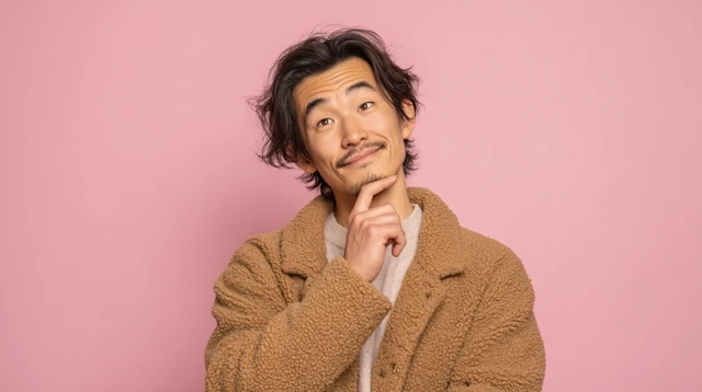 Thoughtful Japanese Man Stock Photo Portrait