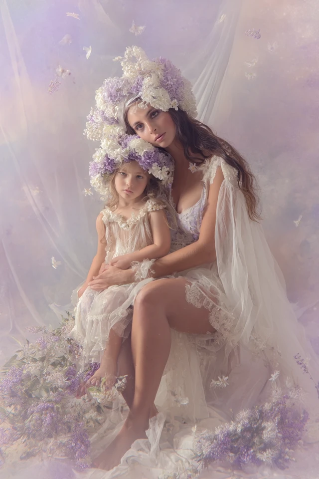 Mother and Daughter Dreamy Portrait