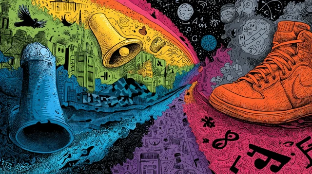 Graffiti Art Campus Bells Musical Notes Birds
