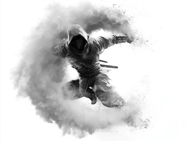 Celestial Ninja in Action Vector Art Hyper Detailed