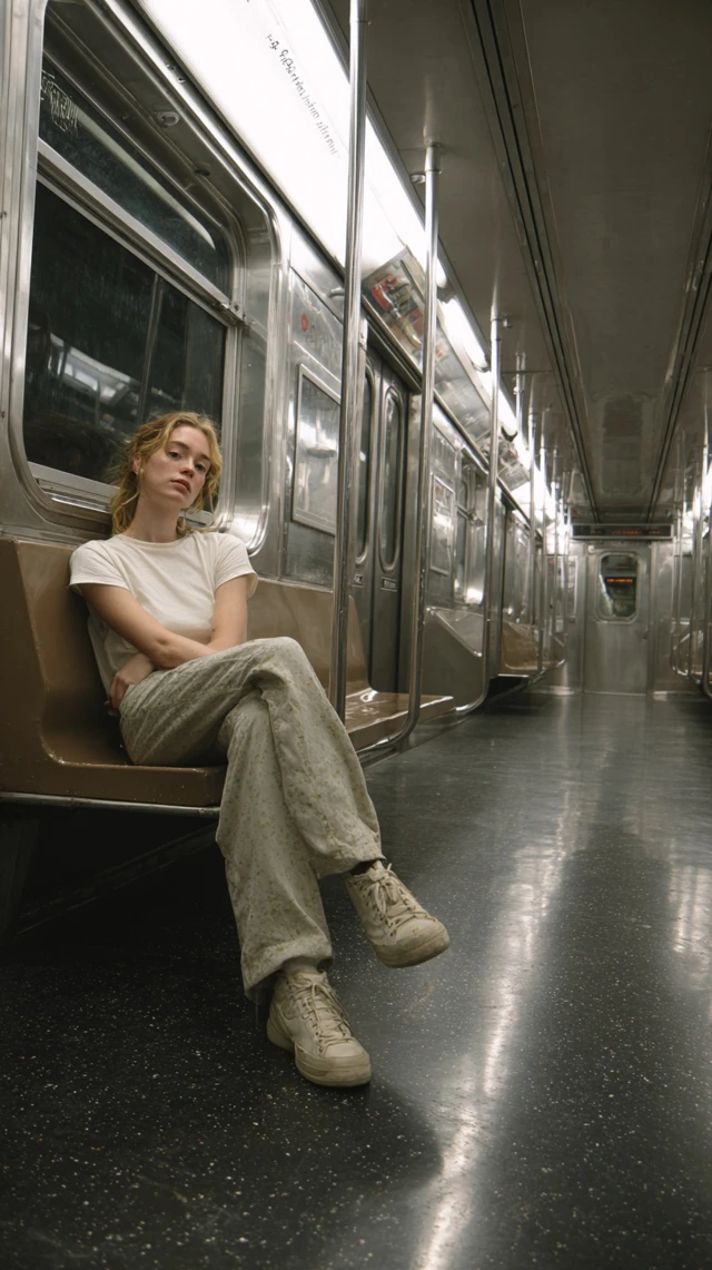 Subway Portrait Blonde Woman Editorial Style