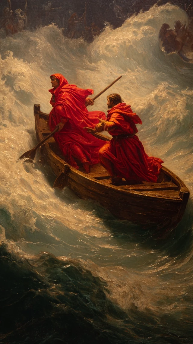 Dante and Virgil Crossing Styx Painting