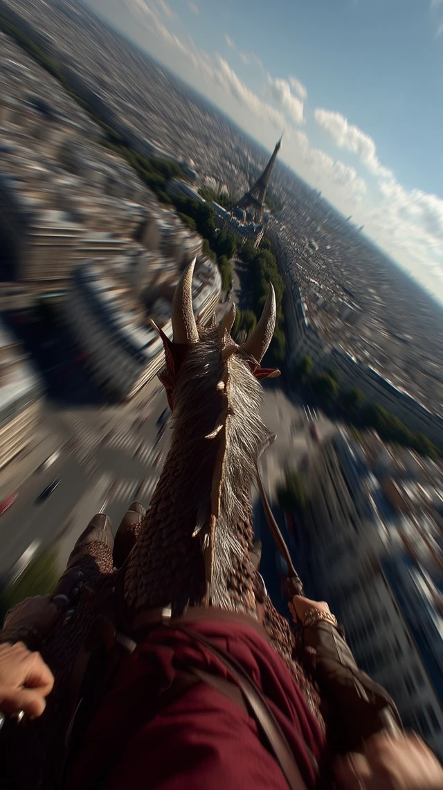 Dragon Ride Over Paris Ultra Realistic