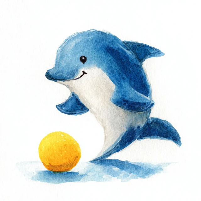Cute Watercolor Dolphin Illustration for Kids