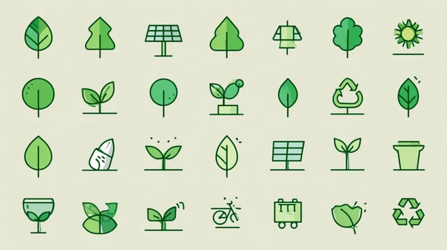 Eco Friendly Icons Vector Set Green Tones