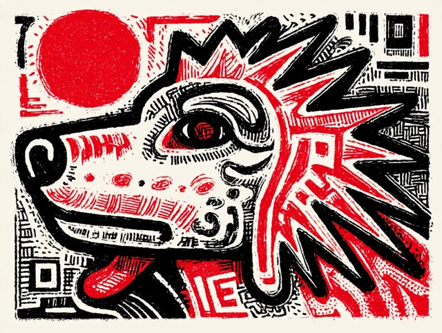 Cocker Spaniel Art in Keith Haring Style