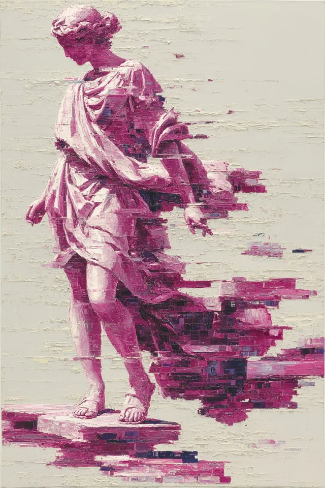 Aphrodite Pixel Art Oil Painting Neon Pink