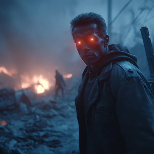 Terminator 2 Iconic Scene T800 Post Apocalyptic Battlefield