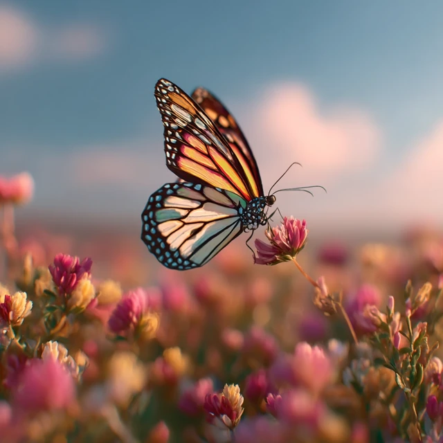 Butterfly in a Meadow Spring Dreamy Pastel Tones