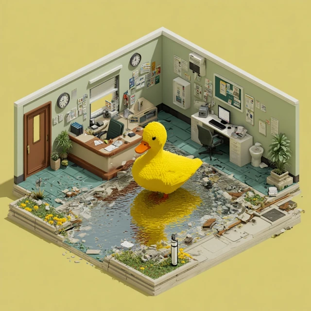Duck Destroys Medical Office Funny 3D Art