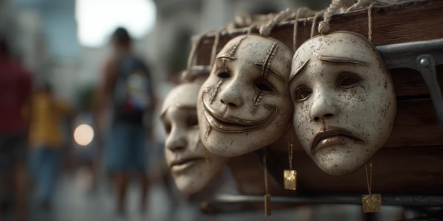Drama Masks at Puerto Rican Rally Ponce