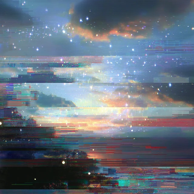 Glitch Art Sparkles in the Sky Dreamy Digital Surrealism