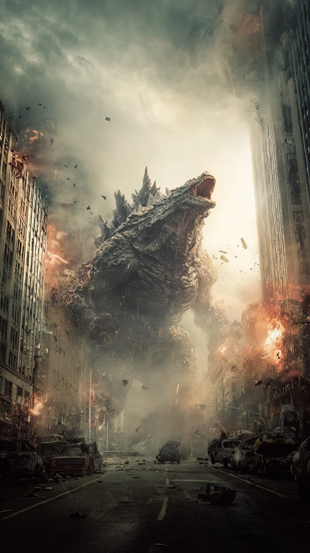 Monster Attacks City Destruction Scene Photography