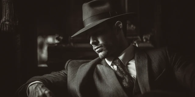 Classic Gentleman Dandy in Film Noir Style