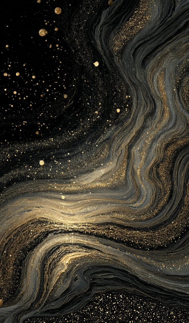 Black and Gold Galactic Dreamscape Artwork
