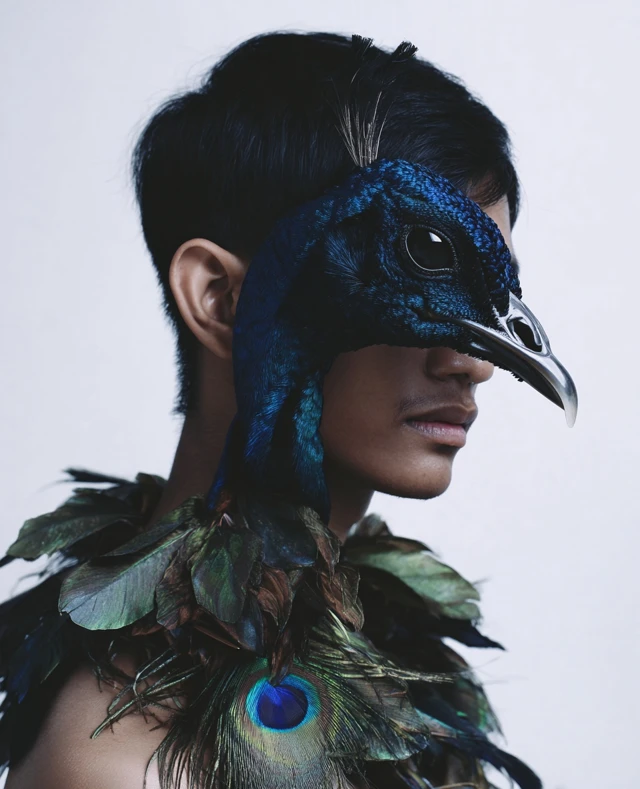 Indonesian Man Peacock Portrait Photography